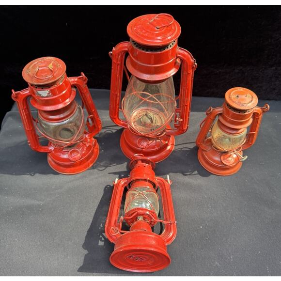 4 Nice VTG WINGED WHEEL Red Lanterns No. 350 & 500 Japan - Picture 2 of 13